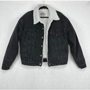 Vintage Levi's Sherpa Lined Jean Jacket Type 3 Mens M Black 90s USA Denim